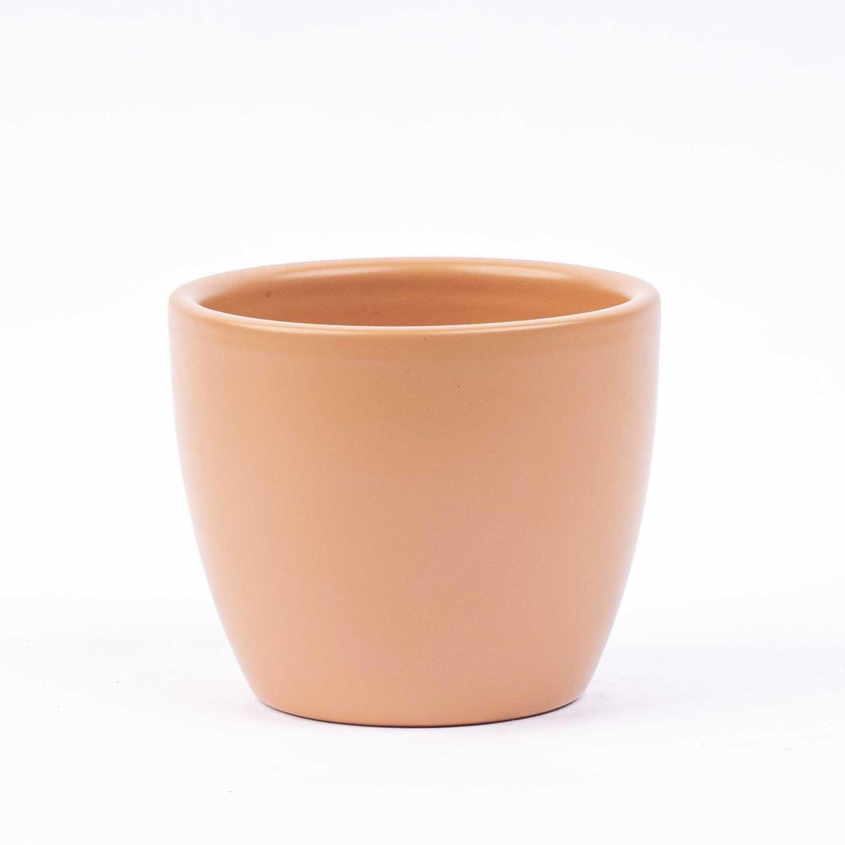 Pot Boule Toscana, keramiek in mat terracottabruin, plant in pot