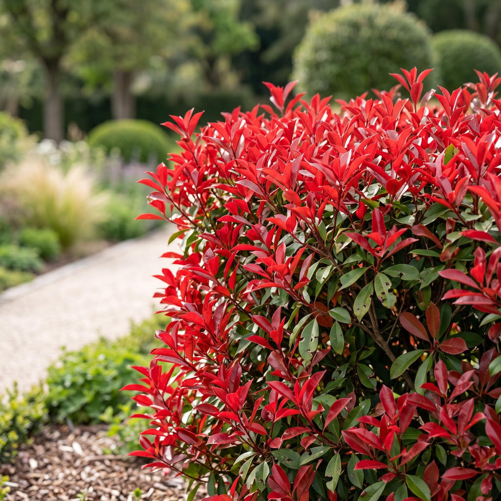 Photinia Little Red Robin, groene bladeren