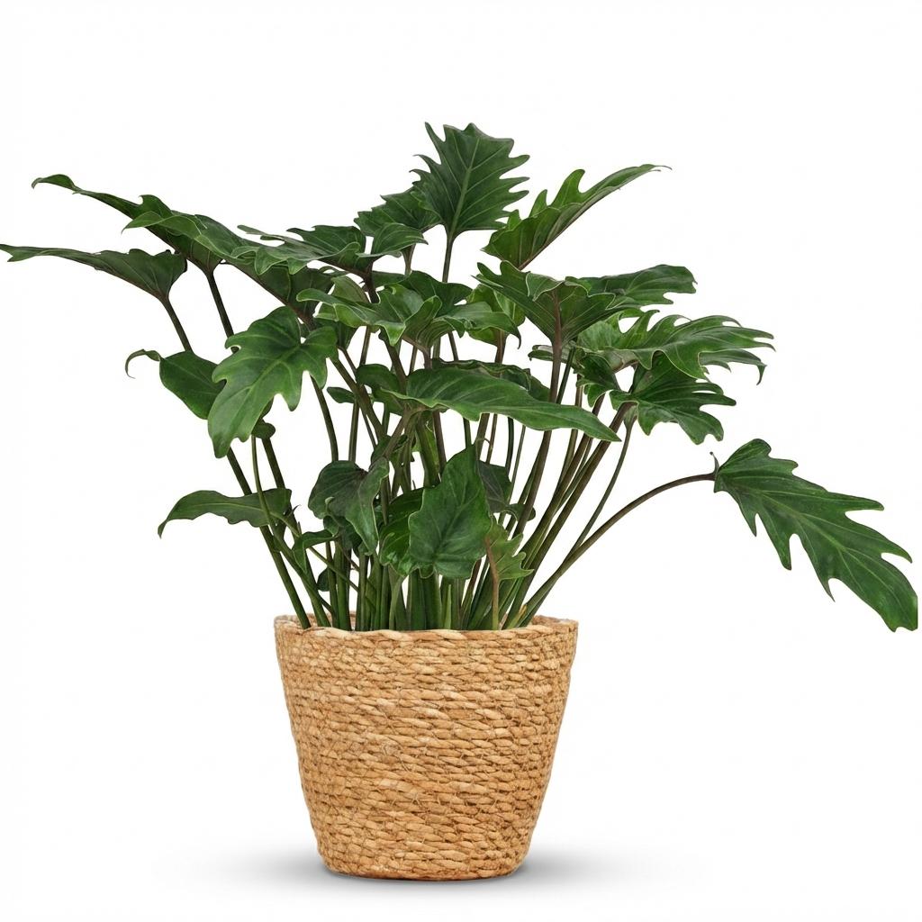 Philodendron Xanadu met Mand, plant in pot