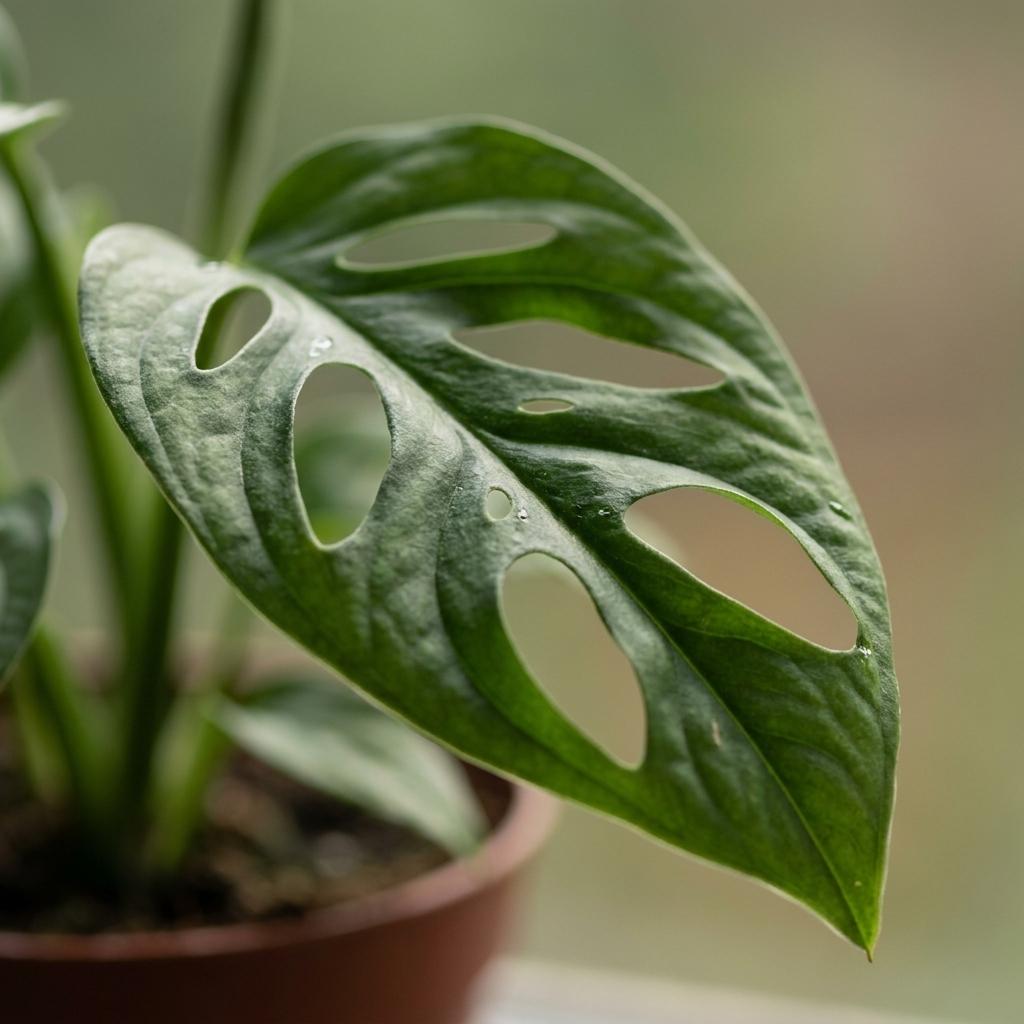 Monstera adansonii, Rhaphidophora tetrasperma met witte pot, groene bladeren