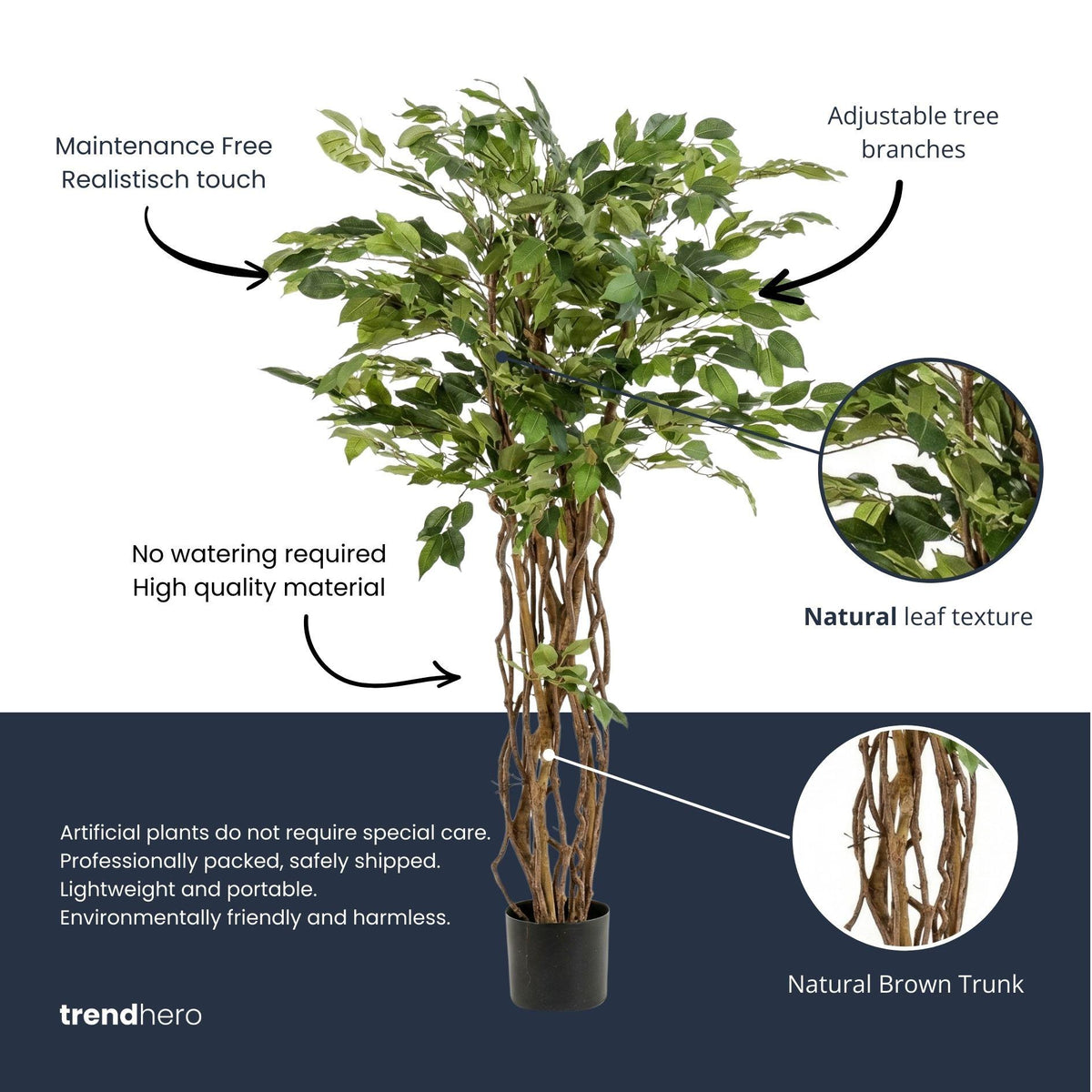 Ficus Liana Kunstboom, groene bladeren