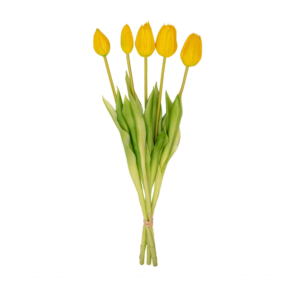 Tulpen boeket Geel - 5 stuks - 'Real Touch' Kunst tulpen, groeiwijze van de plant