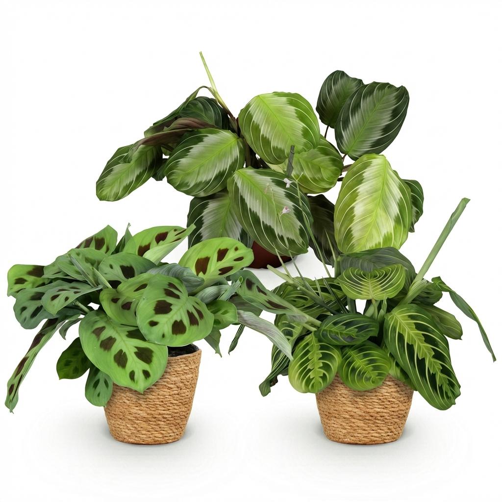 Maranta Silverband, Lemon Lime, Kerchoveana, met mand, groeiwijze van de plant