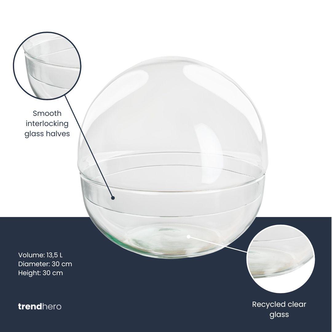 Terrarium fles tweedelig - Dome XL, detail van het blad