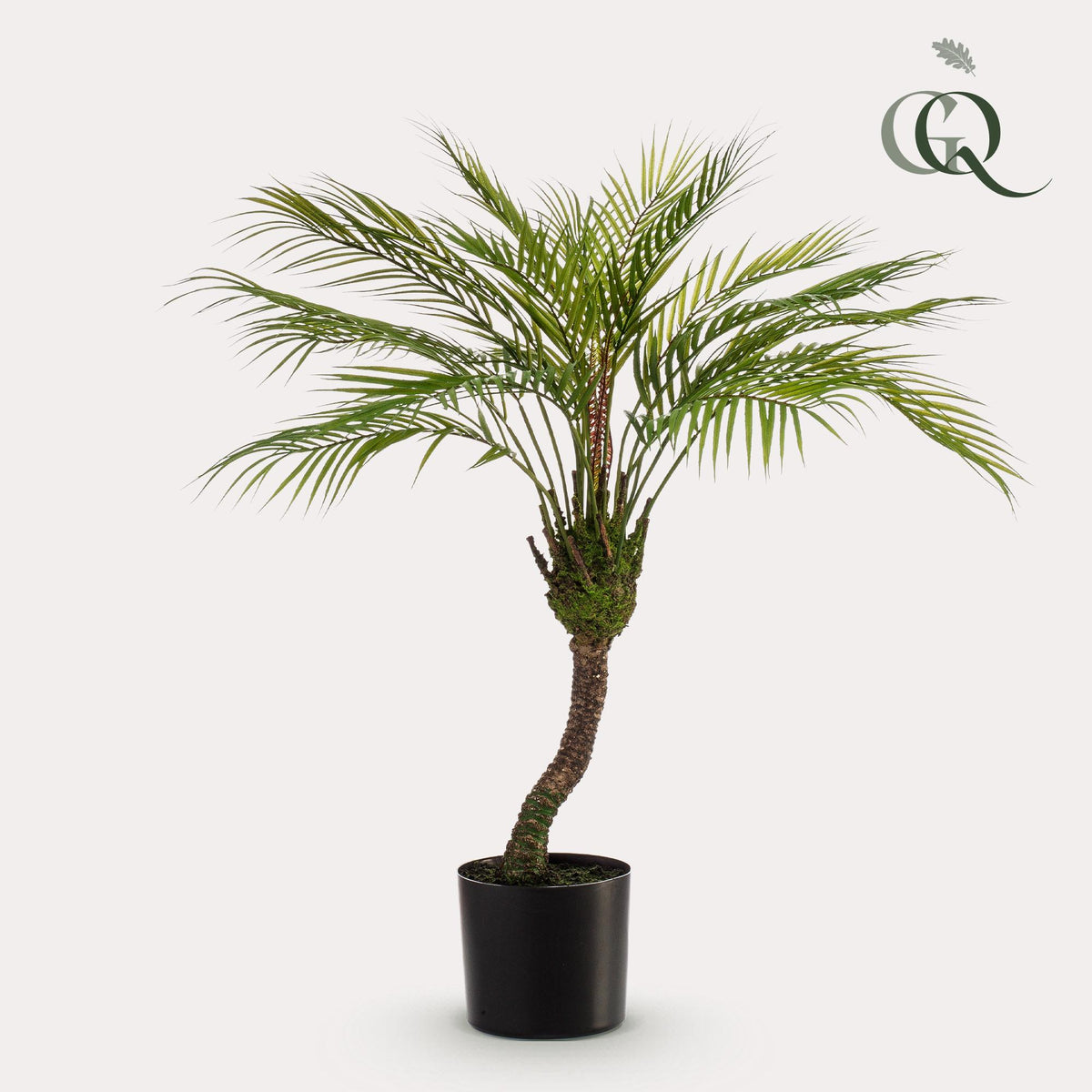 Kunstplant Chamaedorea, bergpalm met veerachtig blad, 85 cm, detail van het blad