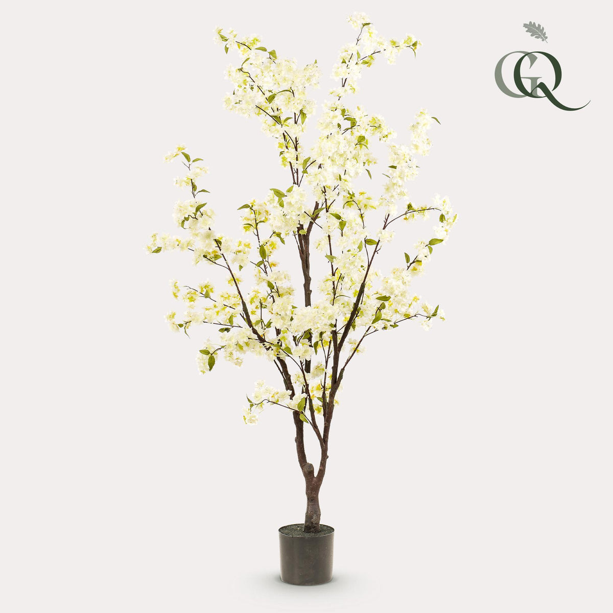 Kunstplant - Prunus - Kersenbloesem - Wit, plant in pot