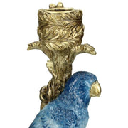 Kandelaar vogel blauw, compact decoratiestuk van 26 cm