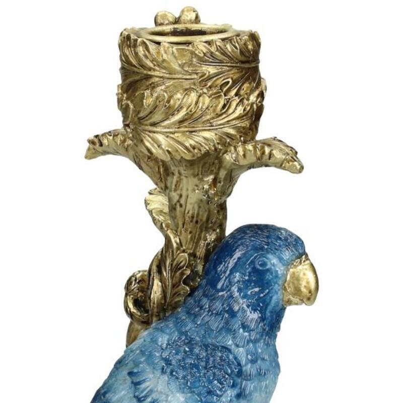 Kandelaar vogel blauw, compact decoratiestuk van 26 cm, groeiwijze van de plant