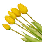 Tulpen boeket Geel - 5 stuks - 'Real Touch' Kunst tulpen, kenmerkend blad