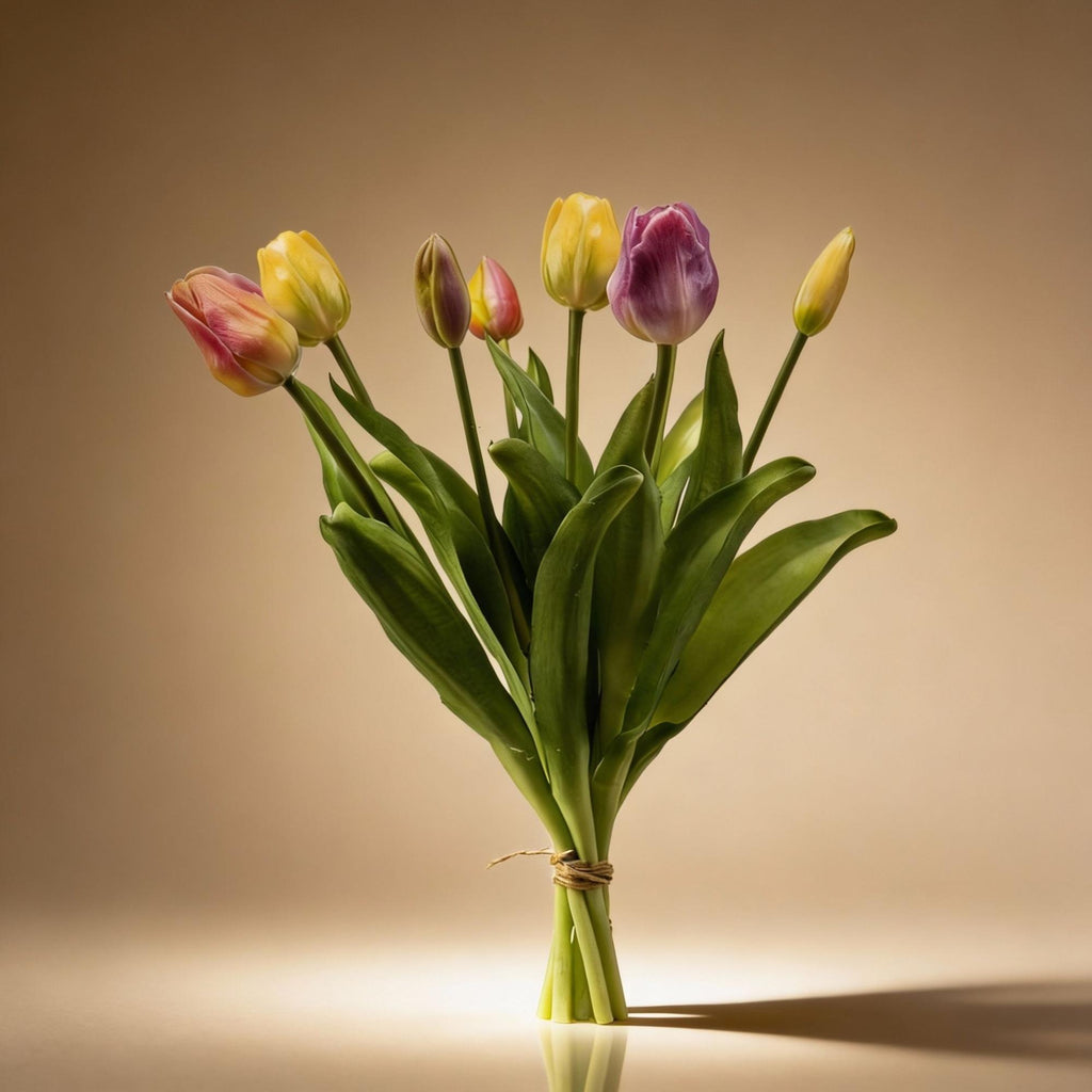 Kunsttulpen boeket Real Touch, zachte lente, 42 cm, 7 stelen, plant in pot