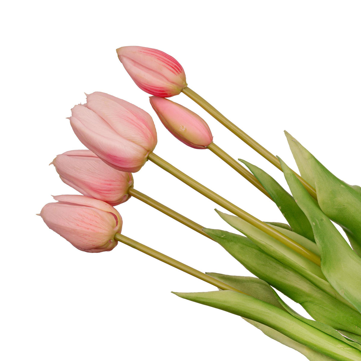 Tulpen boeket Roze - 10 stuks - 'Real Touch' Kunst tulpen, kenmerkend blad