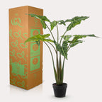 Kunstplant Alocasia 'Frydek', fluweelachtig blad, 120 cm, groeiwijze van de plant