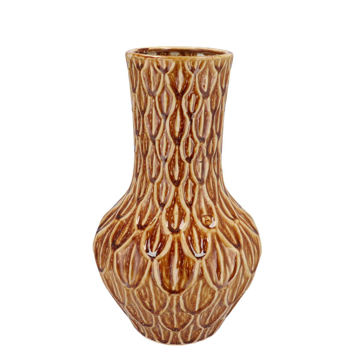 Aardewerk vaas Boa in bruin, maat M, H39 x B23 cm, groeiwijze van de plant