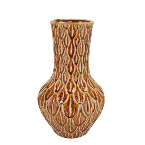 Aardewerk vaas Boa in bruin, maat M, H39 x B23 cm, groeiwijze van de plant