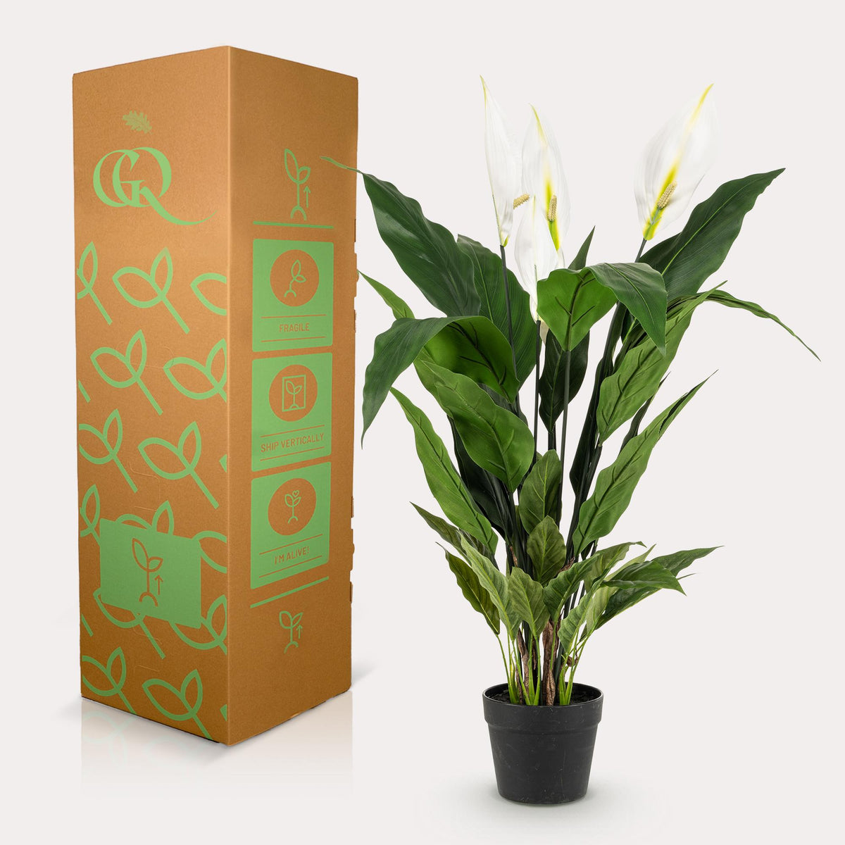 kunstplant - Spathiphyllum - Lepelplant, groene bladeren