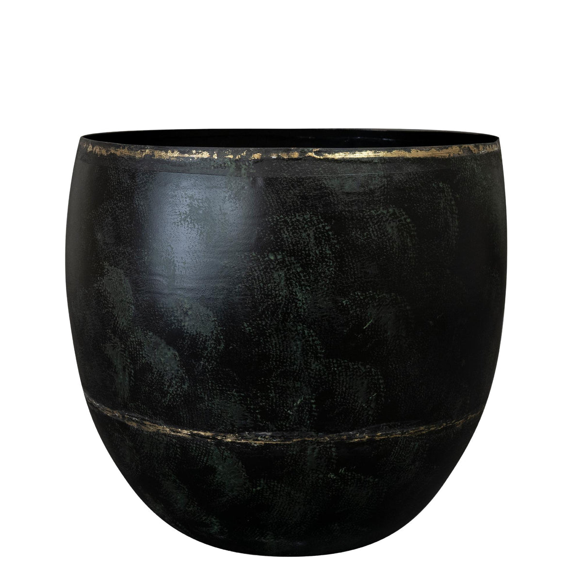 Pot Belia vintage black, zwart, maat M, H25 x B28 cm, groene bladeren