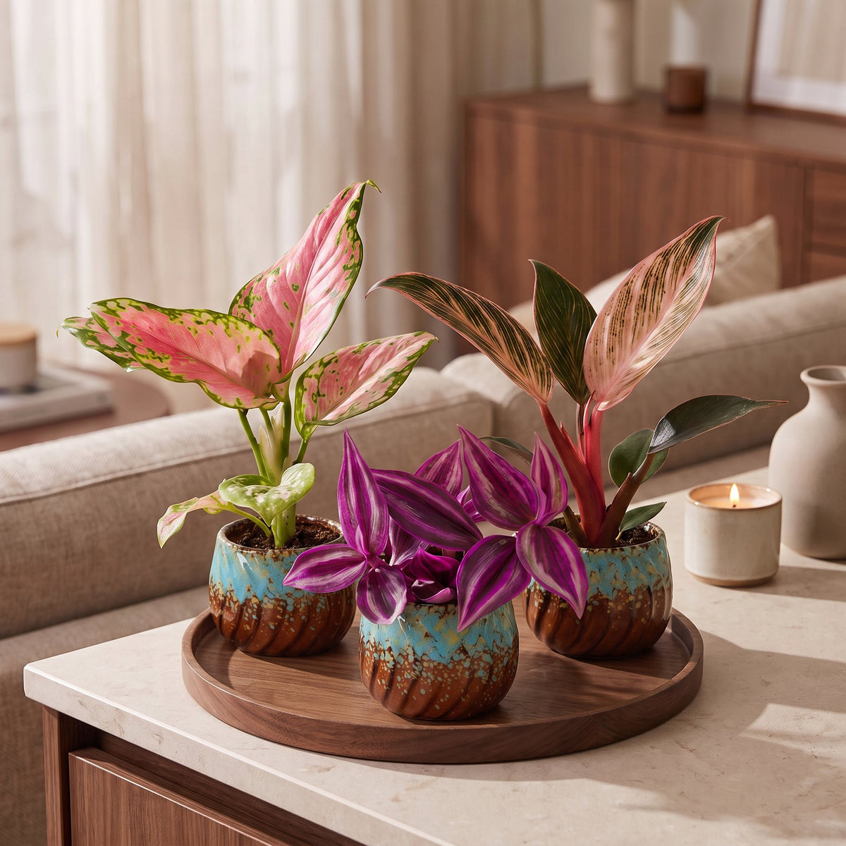 3x Baby Paradise Mix - Diversen - Tropisch - incl. Copper Reef - Ø6cm - ↕10-15cm, kenmerkend blad
