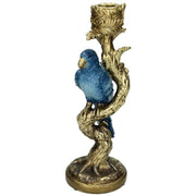 Kandelaar vogel blauw, compact decoratiestuk van 26 cm