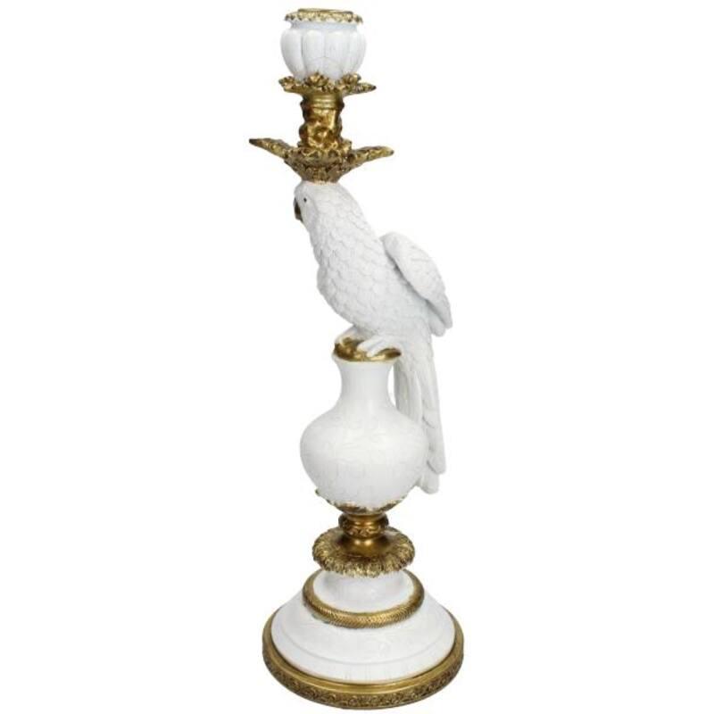 Kandelaar met Witte Vogel, plant in pot