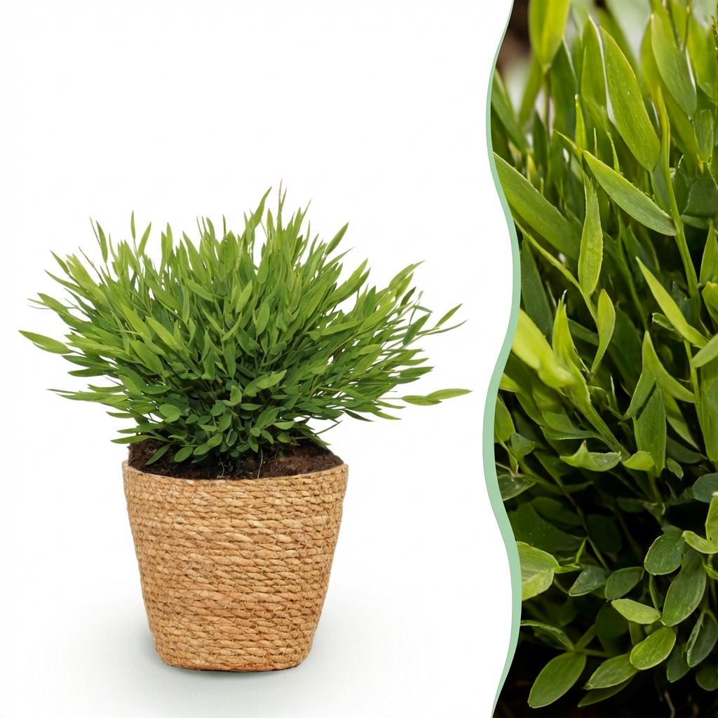 Pogonatherum Monica - Kamerbamboe - Met mand, detail van het blad