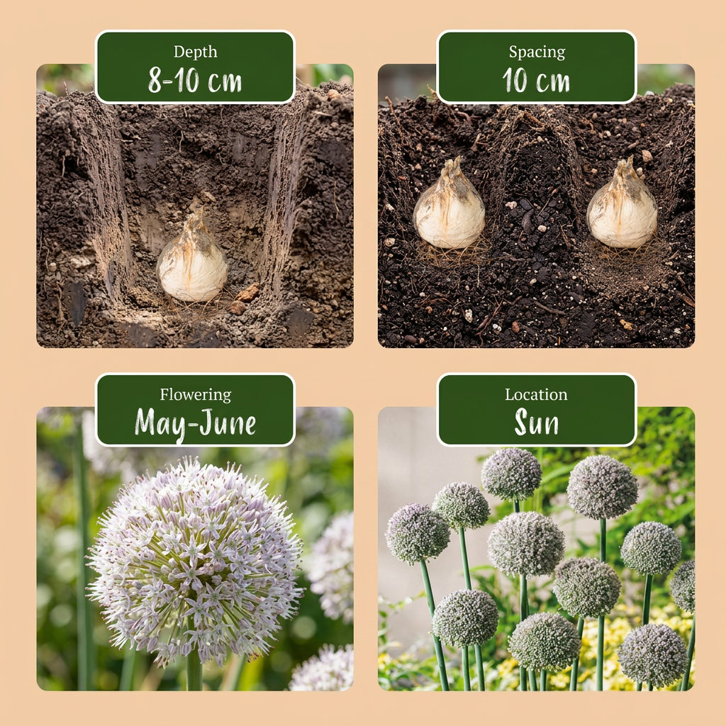 Sierui Allium 'Ping Pong' bloembollen, wit, foto 4