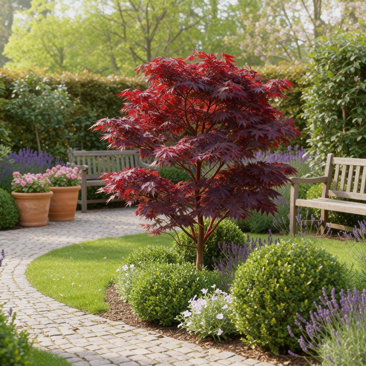 Acer palmatum Atropurpureum, 35 cm hoog, plant in pot