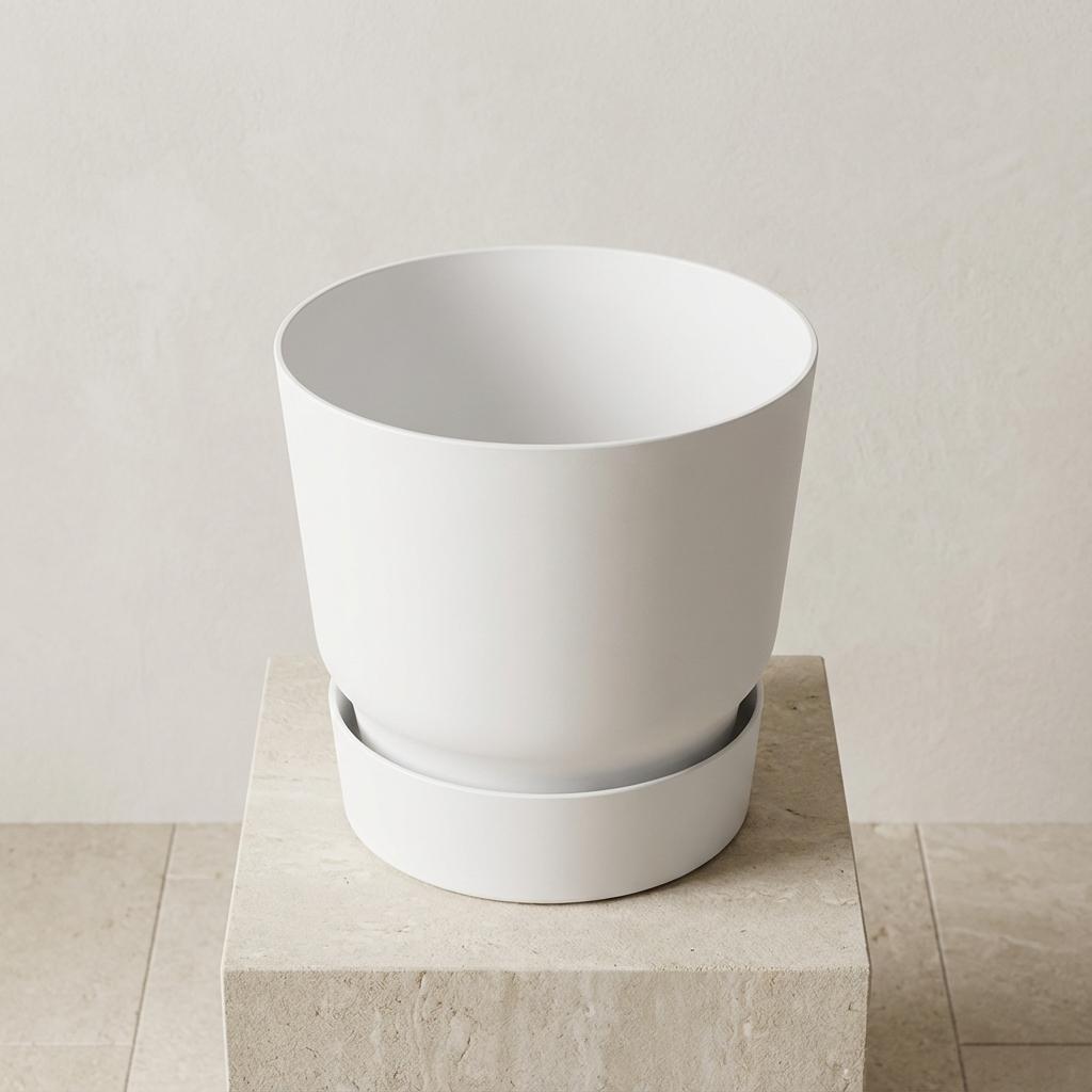 Detailfoto van Elho Greenville ronde pot, mat wit, Ø20 cm