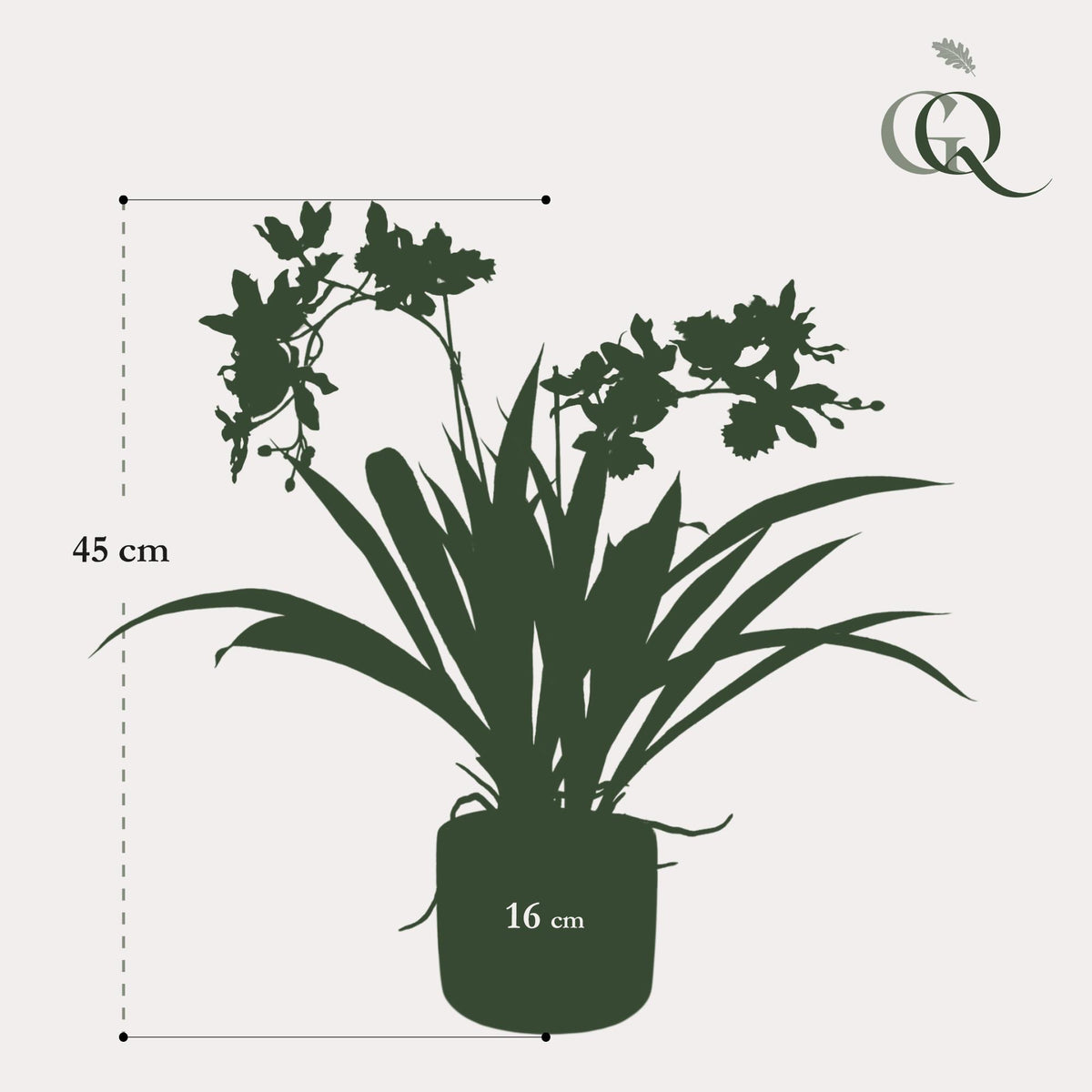 Kunstplant - Orchidee - Bordeaux, groene bladeren