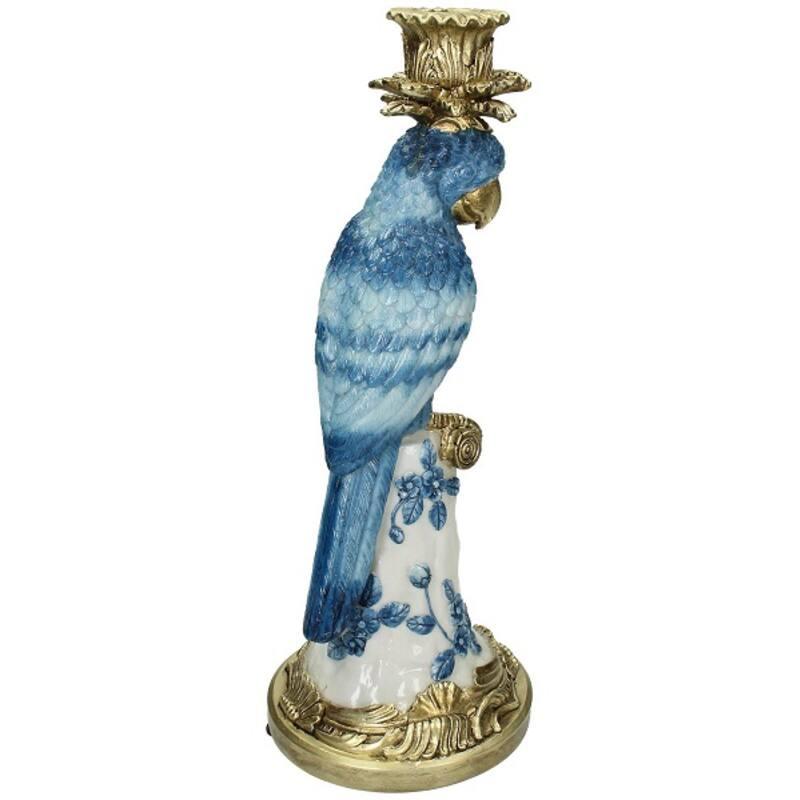 Kandelaar met Blauwe Vogel, plant in pot