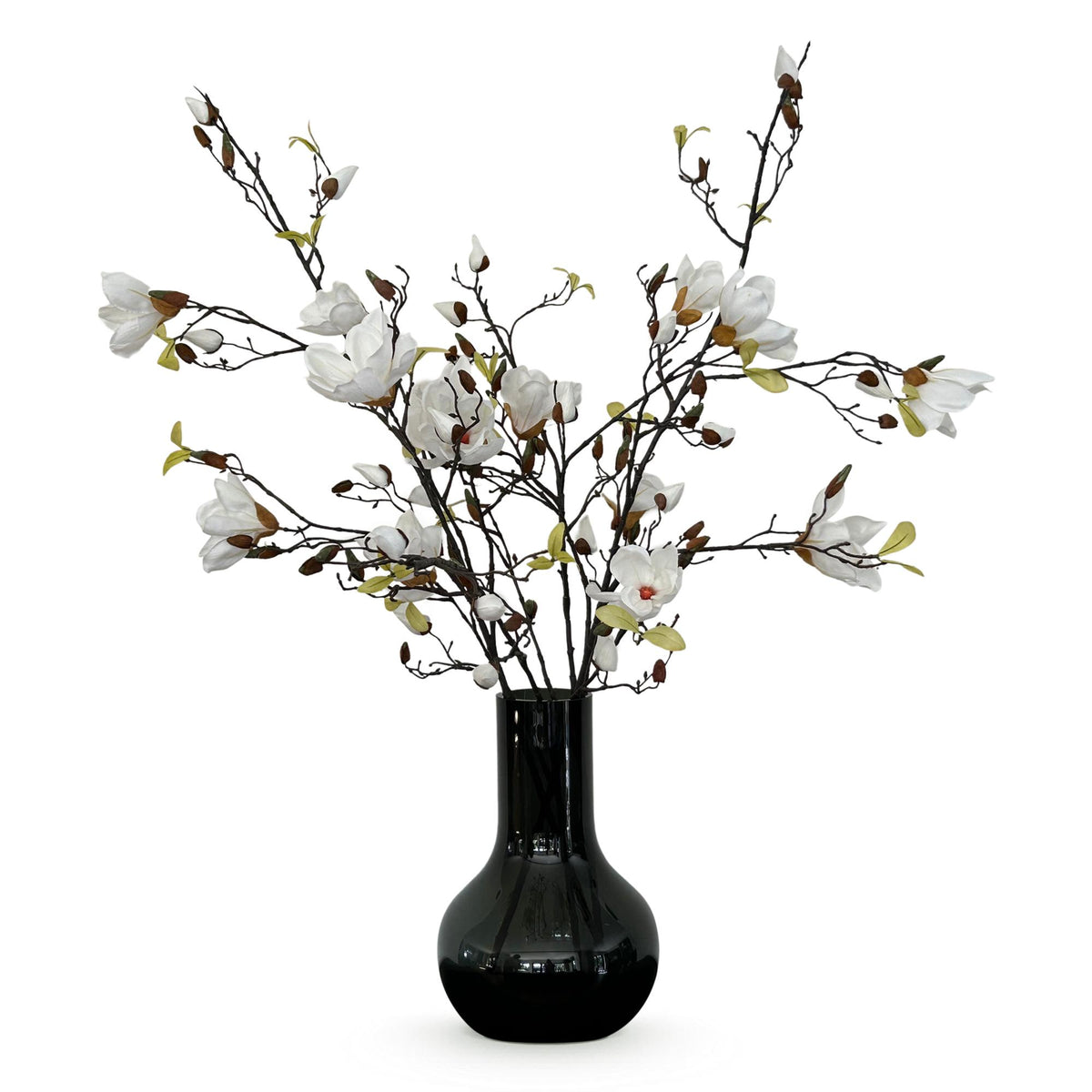 Kunstbloemen Solo - Crème - Magnolia Branches - x 4, groene bladeren