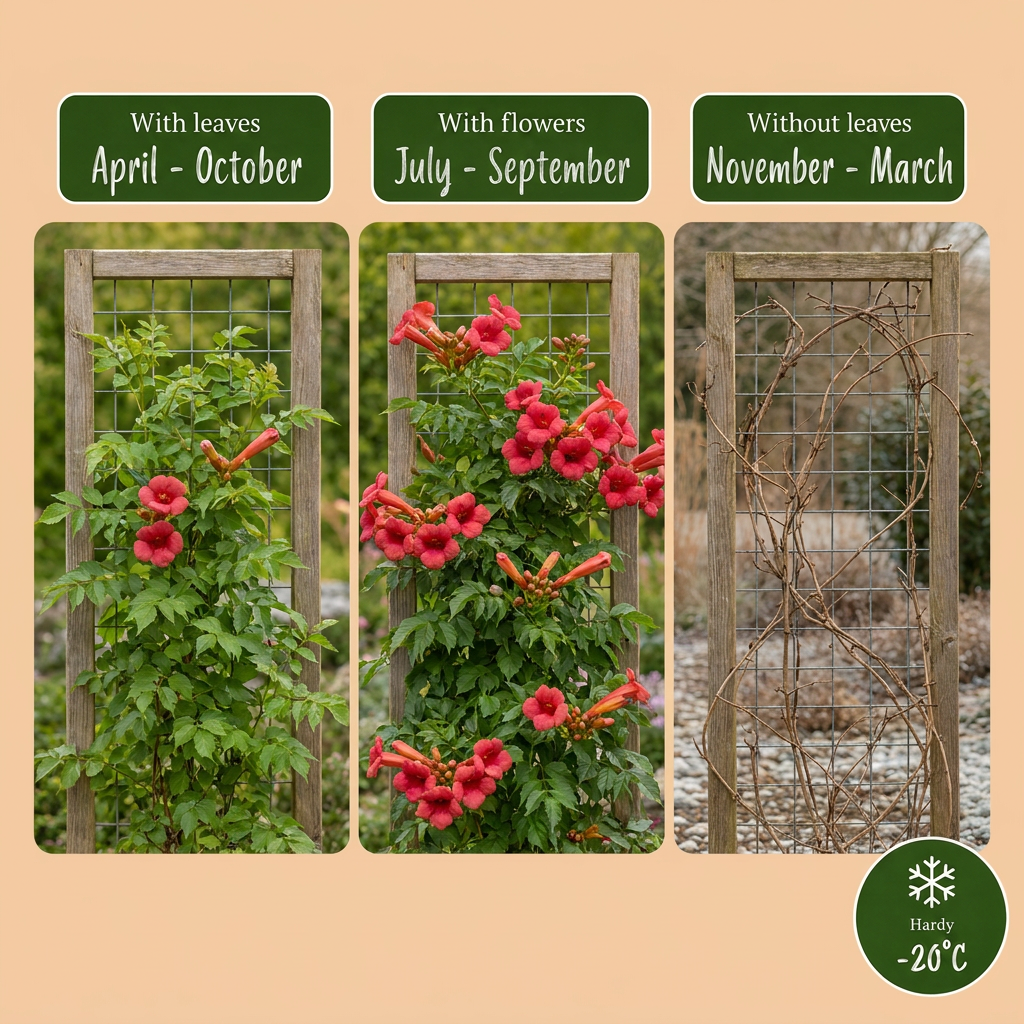Campsis radicans - trompetklimmer, groene bladeren