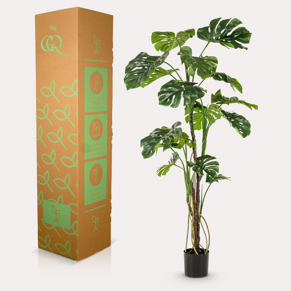kunstplant - Monstera  - Gatenplant, groene bladeren