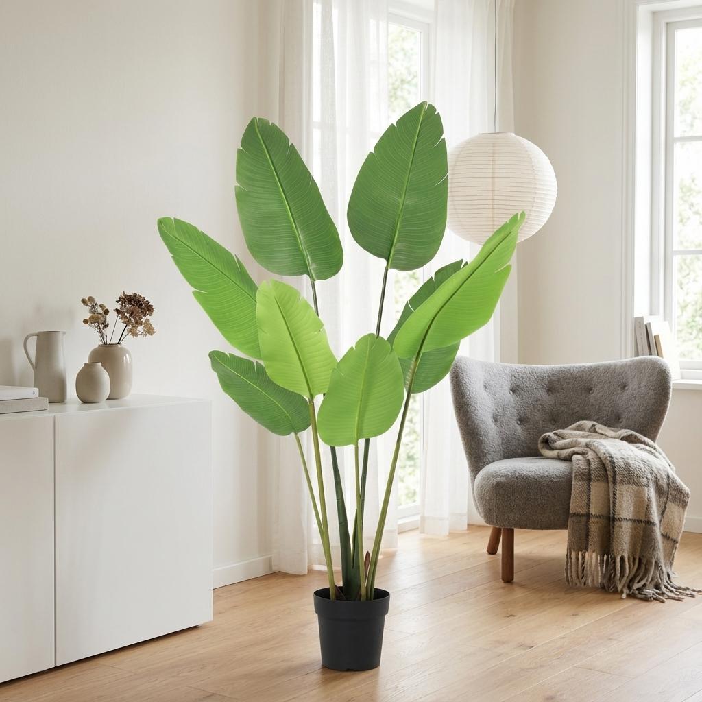 Kunstplant - Strelitzia Nicolai, groene bladeren