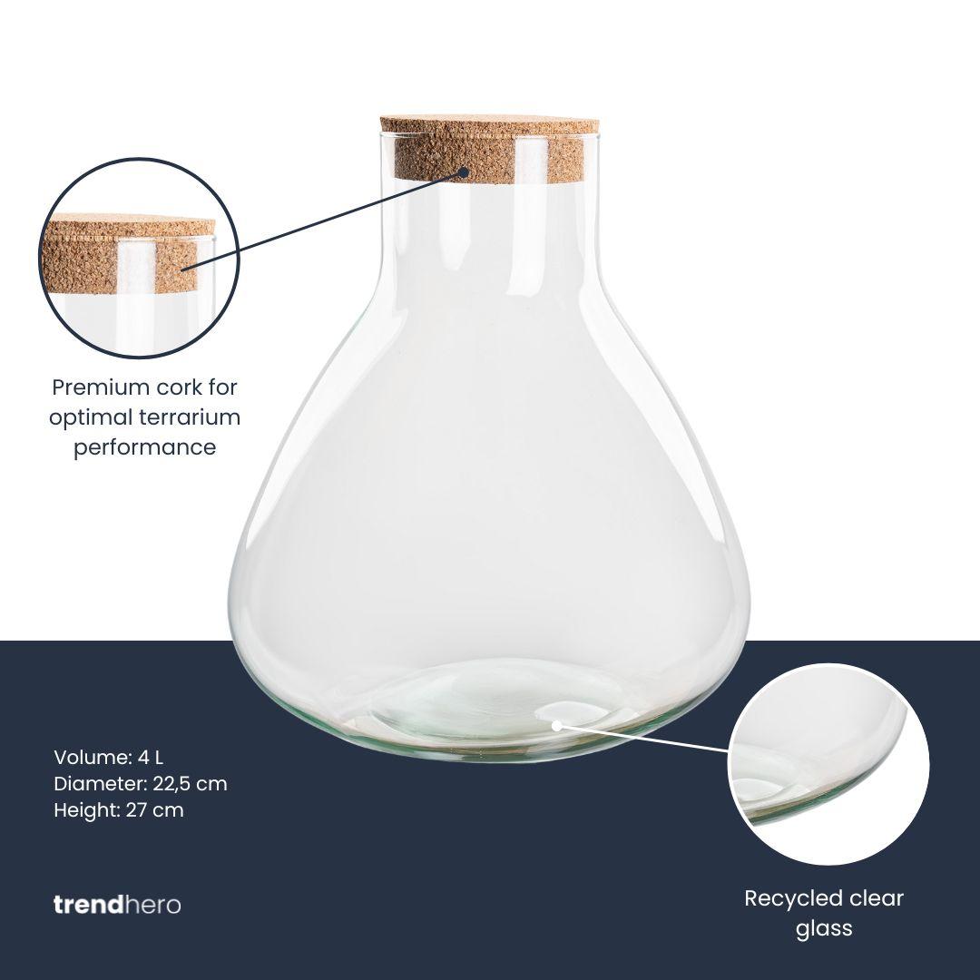 Terrarium fles met kurk - Sammie, kenmerkend blad