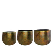 Pot Elisa vintage green, verweerd koper, set van 3