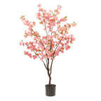 Kunstplant - Prunus - Kersenbloesem - Roze, groene bladeren