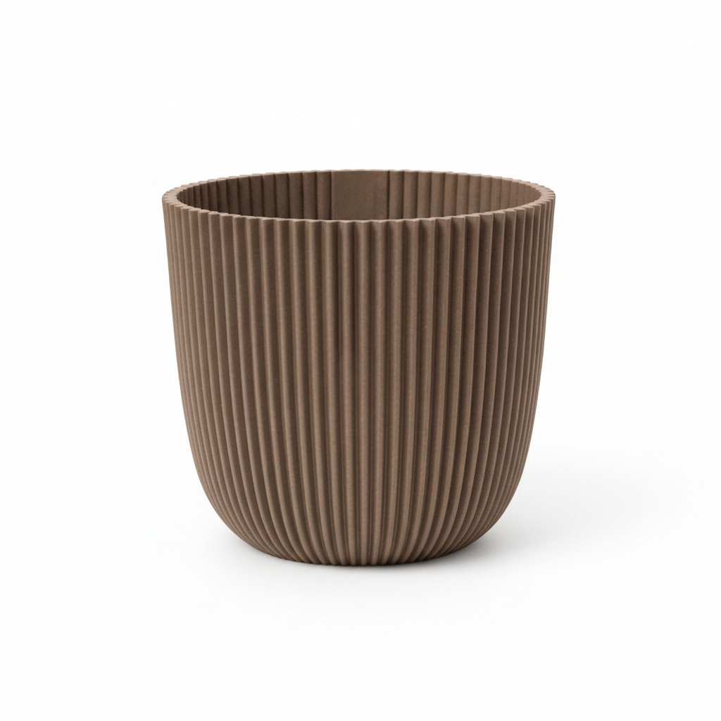 Detailfoto van Capi Nature Groove pot, groefstructuur, warm taupe, Ø22 cm