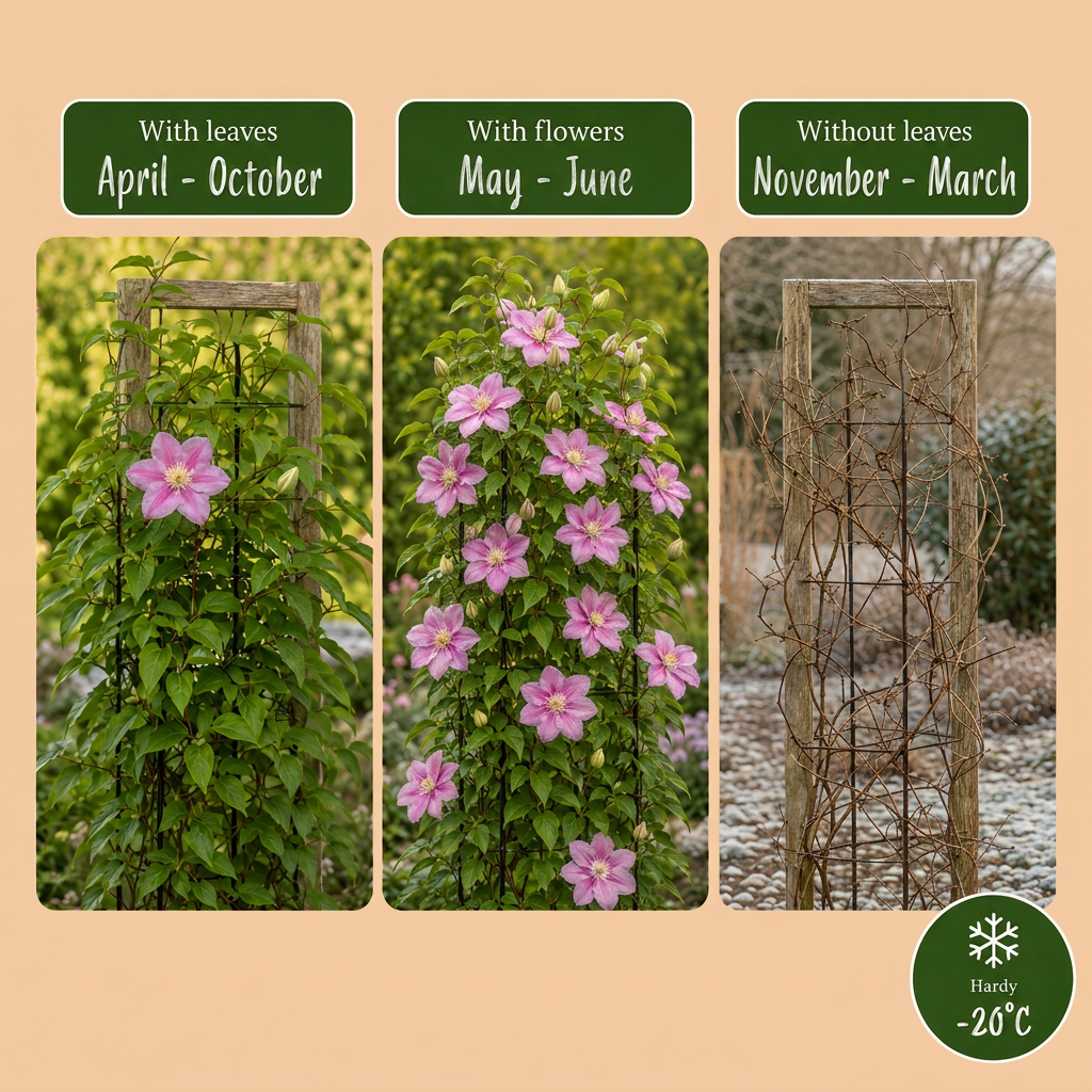 Clematis 'Piilu' - roze bosrank, groeiwijze van de plant