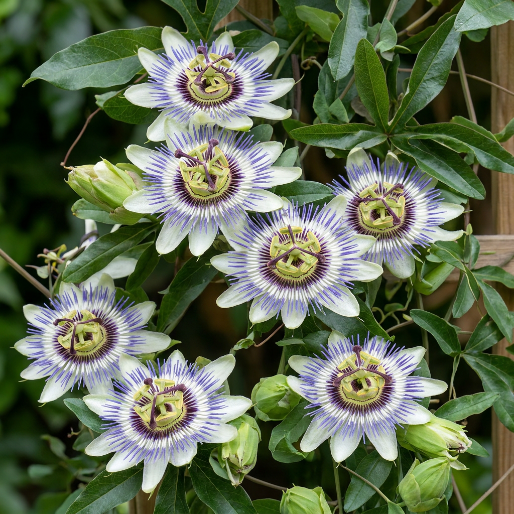 Passiflora caerulea - blauwe passiebloem, kenmerkend blad