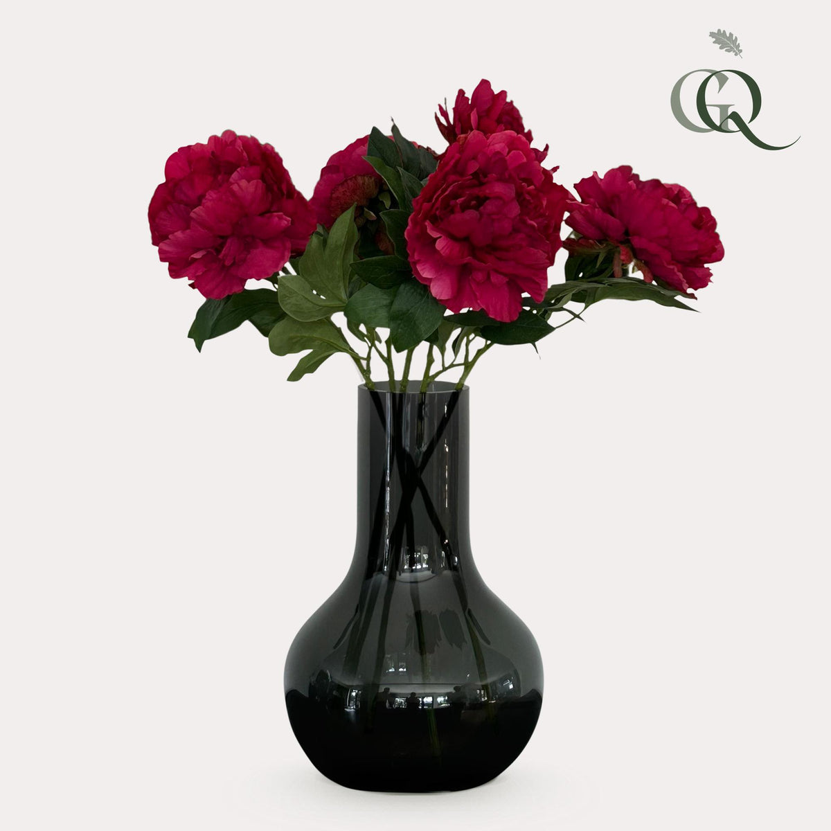 Kunstbloemen Solo - Dark Pink - Peonies - x 5, detail van het blad