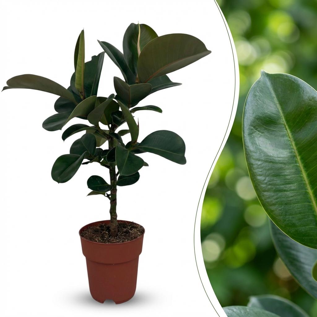 Rubberplant (Ficus Elastica Cloe), detail van het blad