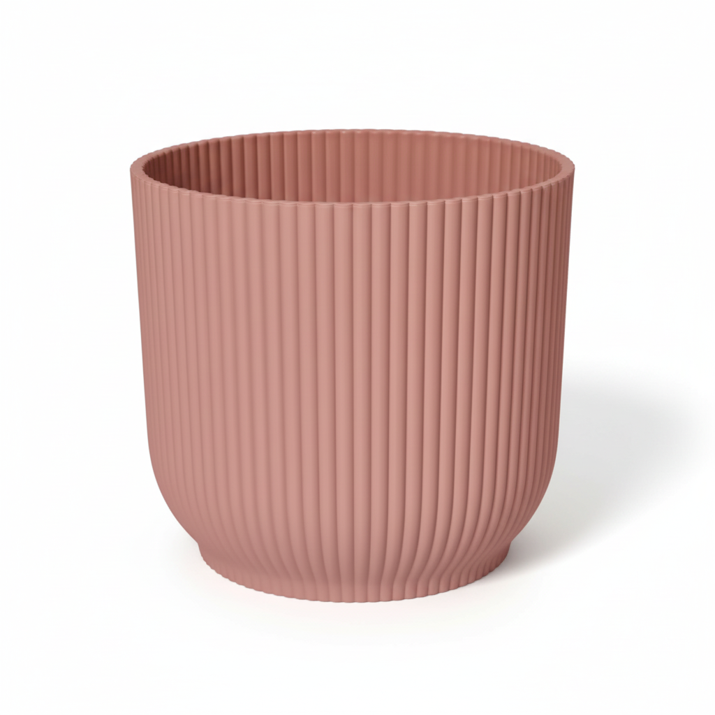 Elho Vibes Fold bloempot met ribbels, roze, Ø14 cm, groeiwijze van de plant
