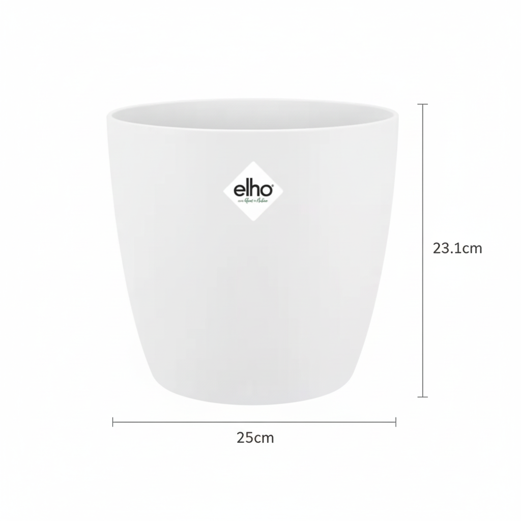 Elho Brussels ronde bloempot, wit, Ø25 cm, kenmerkend blad