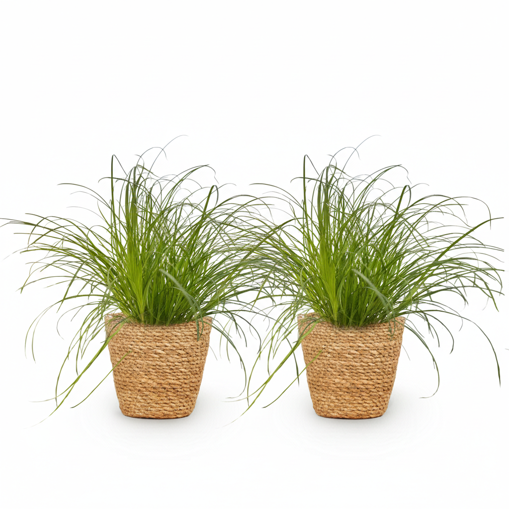 Cyperus alternifolius Zumula met mand, met decoratieve pot