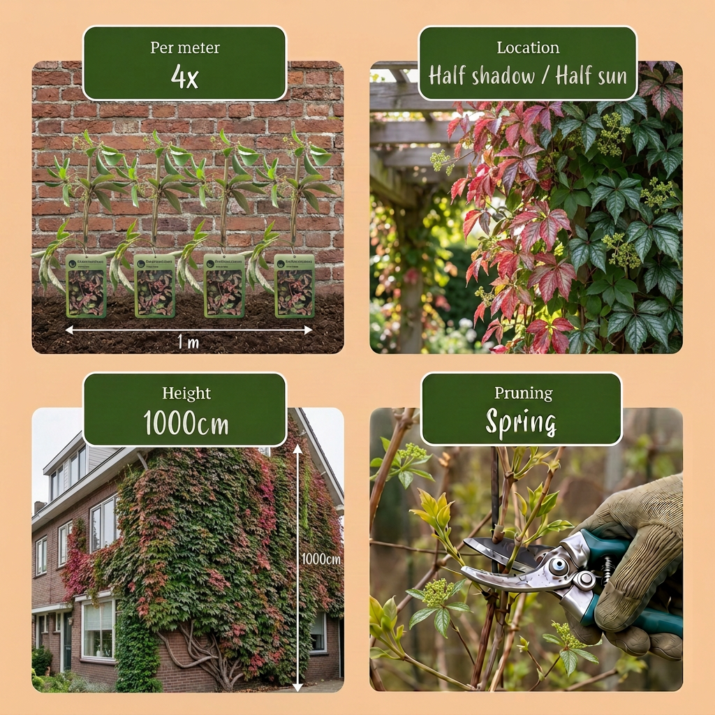 Parthenocissus henryana - Chinese wingerd, groeiwijze van de plant