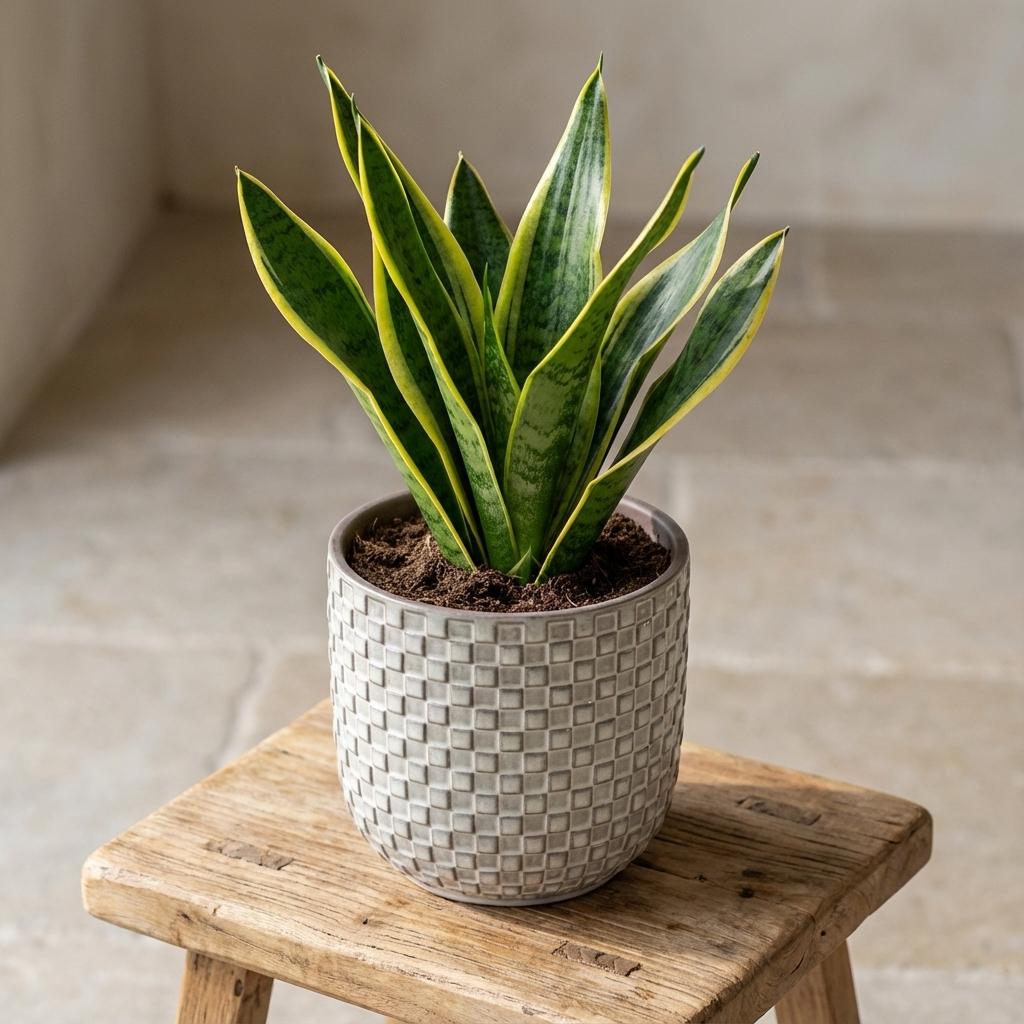 Plantenpot met reliëf, keramiek in wit, Ø13,5 cm, detail van het blad