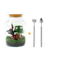 Detailfoto van DIY Planten terrarium met licht - Milky - Met hark en schep