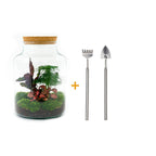 Detailfoto van DIY Planten terrarium met licht - Milky - Met hark en schep