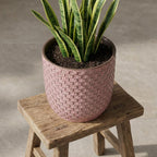 Detailfoto van Mini plantenpot met reliëfstructuur in zacht roze, Ø7 cm