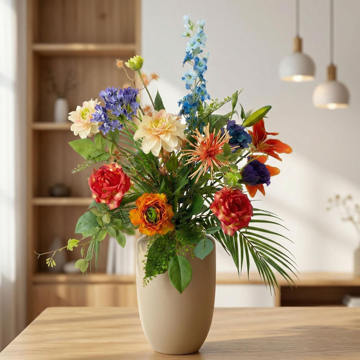 Kunstbloemen Boeket - Colorful Bloom Deluxe - Real Touch, detail van het blad